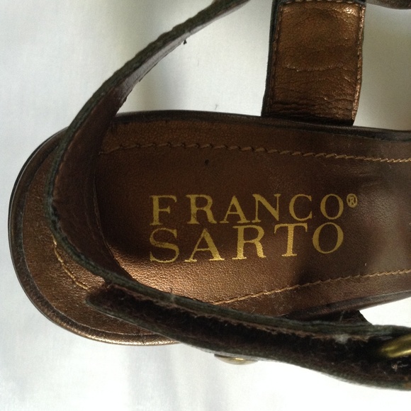 Franco Sarto Metallic Bronze Leather Sandals - Picture 3 of 8